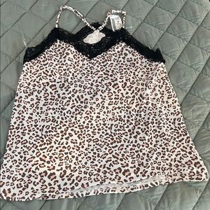 Papaya Animal Print Cami with Black Lace